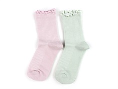 Name It parfait pink/silt green glitter socks (2-pack)